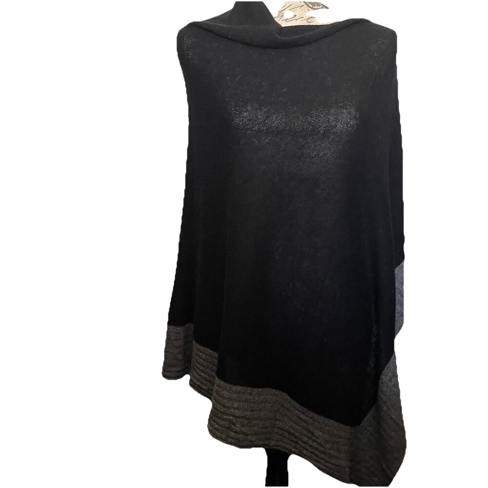 Celeste Poncho Sweater Colorblock Cape Wool Cashmere Asymmetric One Size‎